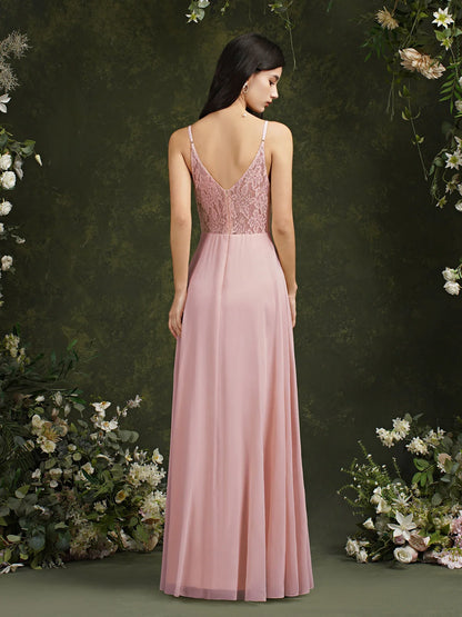 Elegant Sleeveless Lace Back 2024 New Long Formal Evening Dresses With V Neck Party Prom Gowns Robe De Soiree Longue