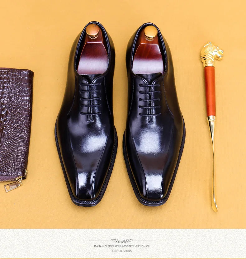 Italian Luxury High Quality Elegant Male Natural Genuine Leather Social Shoes Office Career Business Formal Solid Oxfords Shoes