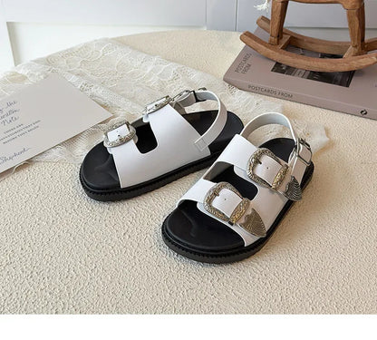Children Sandals for Girls 2025 Summer New Fashion Korean Style Soft Bottom Anti-slippery Versatile Princess Outside Beach Shoes