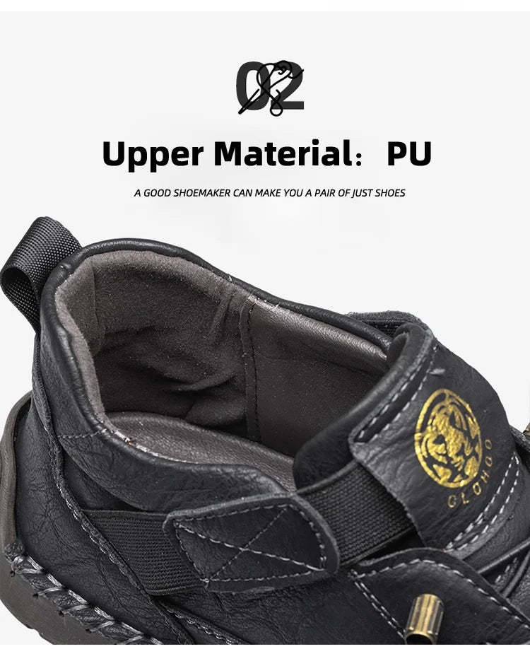 CLOHOO Botas Casuais Esportivas Masculinas Cano Alto Feitas à Mão Respiráveis para Uso ao Ar Livre com Opções de Tamanho Estendido Botas Clássicas de Tornozelo
