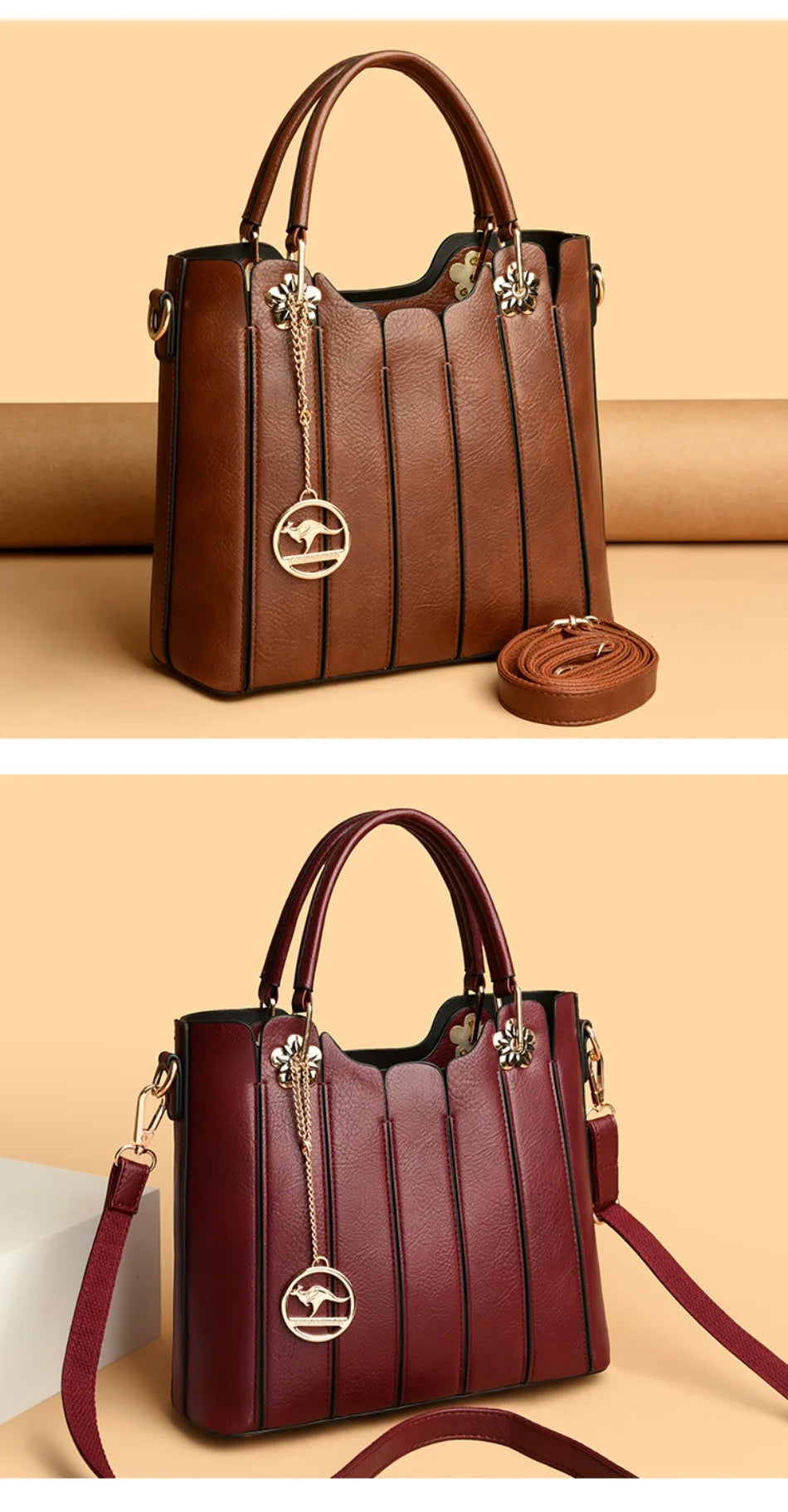 Genuine Brand Fashion Luxury High Quality 3 Layers Leather Handbag Women 2024 Crossbody Bags for Women Lady Large Capacity 2024