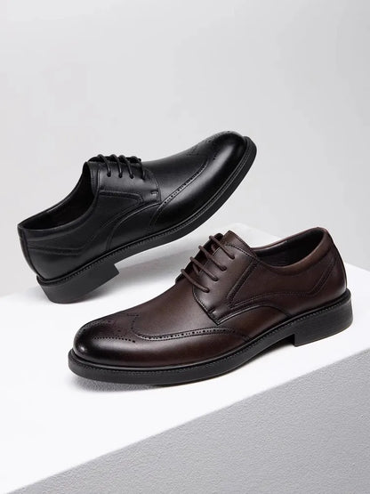 Golden Camel Men's Derby Shoes 2026 Business Casual Soft Sole Leather Shoes Brand Design Soft Soles Non-slip Velvet Warm Loafers