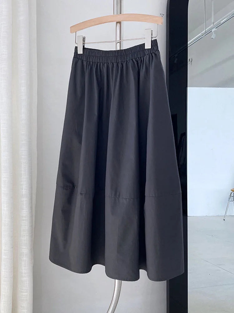 2024 Spring Autumn High-waisted Fluffy A-line Vintage Skirt Elastic Waist Large Swing Umbrella Skirt Retro Clothes