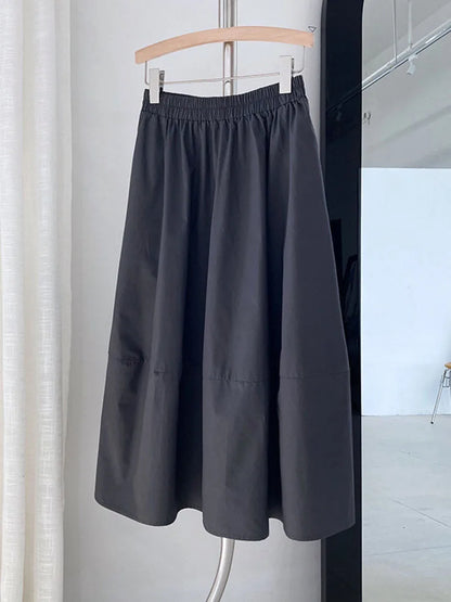 2024 Spring Autumn High-waisted Fluffy A-line Vintage Skirt Elastic Waist Large Swing Umbrella Skirt Retro Clothes