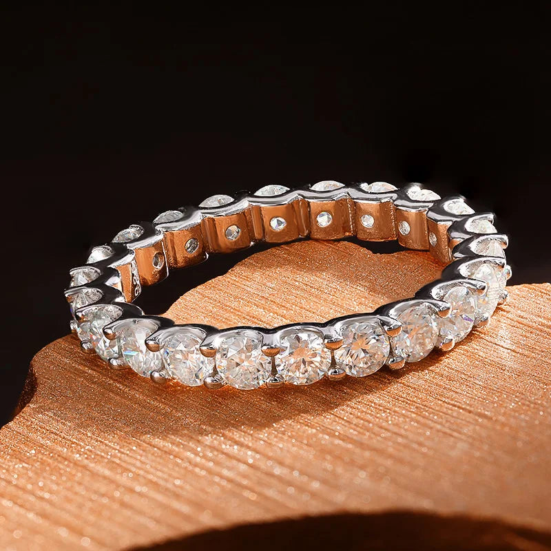D VVS1 All Moissanite Rings for Women Man Engagement Wedding Eternity Band with GRA S925 Silver Plated 18k Gold Ring