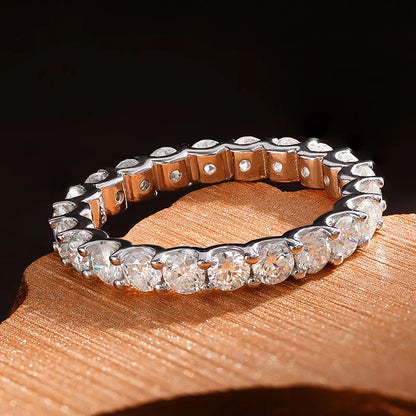 D VVS1 All Moissanite Rings for Women Man Engagement Wedding Eternity Band with GRA S925 Silver Plated 18k Gold Ring