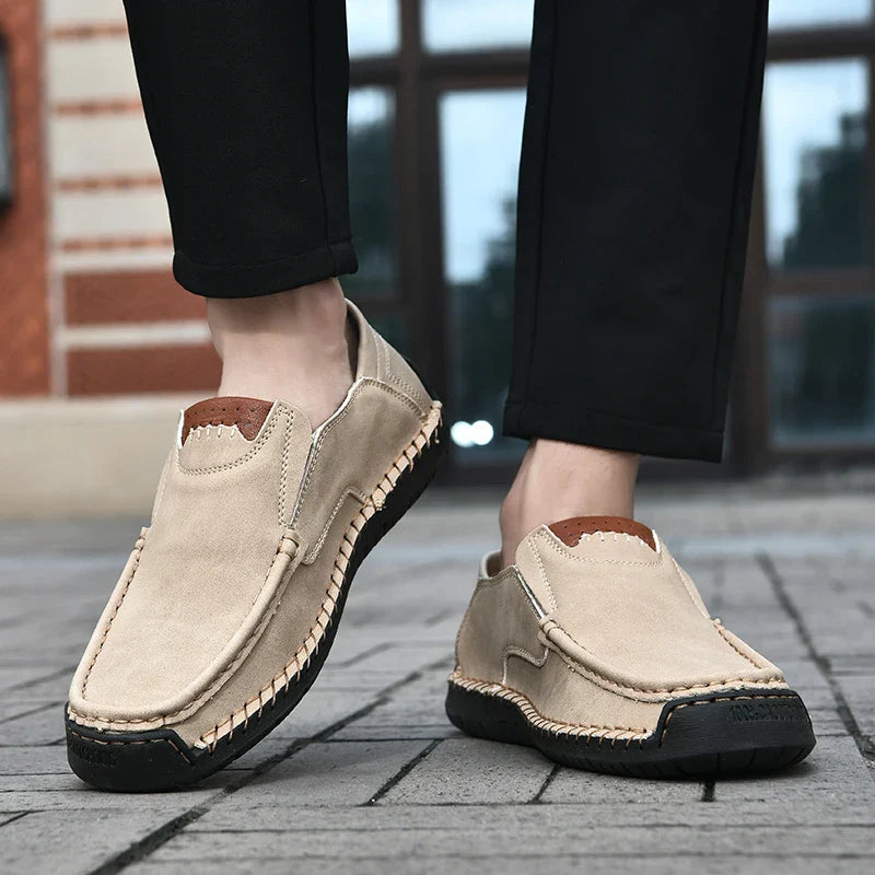 Handmade Leather Men Shoes Casual Comfortable Slip On Loafers Men Spring Outdoor Flats Moccasins Walking Shoes Fall Dropshipping