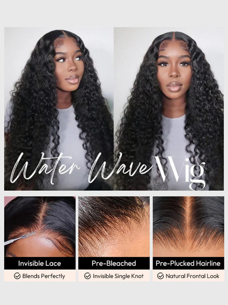Water Wave Lace Front Wigs Glueless Wig Human Hair Ready To Wear Wigs Brazilian Lace Frontal Human Hair Wigs Pre Cut For Women