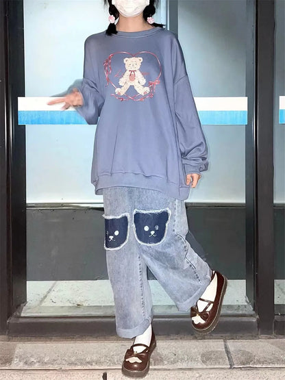 Cute Hip Hop Bear Jeans Girls Cool Pants