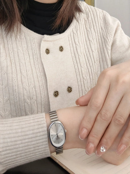 1 Piece of New Fashion Gold Bracelet Women's Watch Retro Luxury Fashion Simple Elegant Accessible Luxury Elegant Versatile Watch Women's Quartz Watch