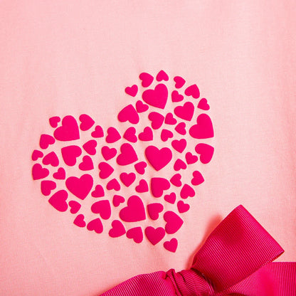 Children's Short-Sleeved Love Print Embroidery Pattern Cotton Loose Summer New Outdoor Casual Boys Girls Tops Comfortable