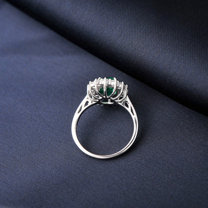 Halo Rings for Women Created Blue Sapphire Nano Emerald Red Ruby Princess Diana 2.67ct Oval Cut 925 Sterling Silver Rings