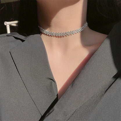 Heart Shape Pendant Necklaces Silver Color 5A Cubic Zirconia Minimalist Style Clavicle Chain Women And Girl Jewelry
