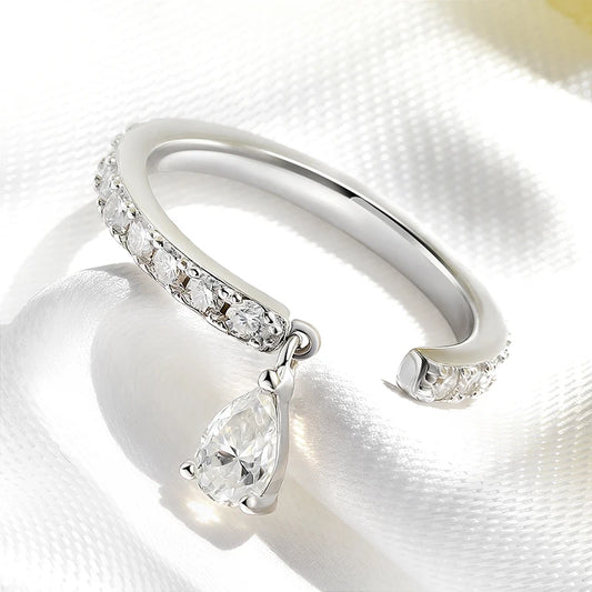 0.5CT Pear Cut All Moissanite Ring for Women Girlfriend Gifts Luxury Jewelry Lab Diamond Wedding Band 925 Sterling Silver