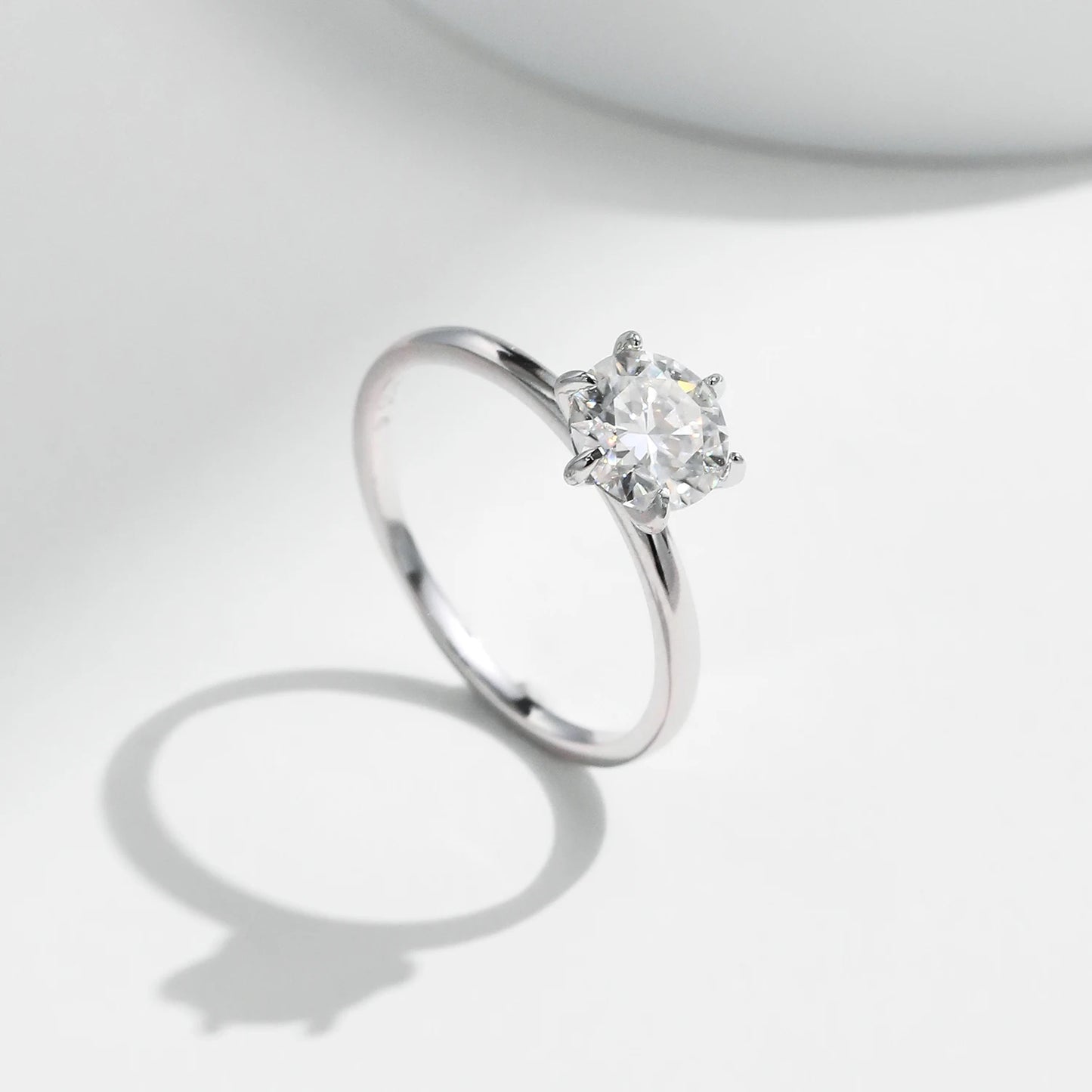 1CT Moissanite Lab Diamond Ring For Women 925 Sterling Silver Wedding Engagement Platinum Plated Fine Jewelry