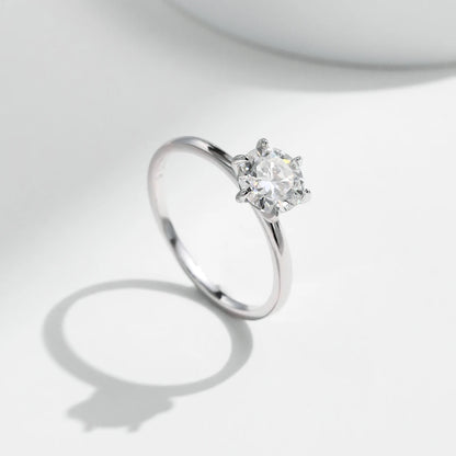 1CT Moissanite Lab Diamond Ring For Women 925 Sterling Silver Wedding Engagement Platinum Plated Fine Jewelry