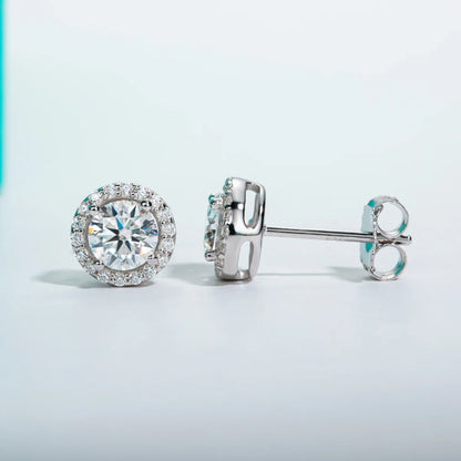 1cttw D Color Round Cut Moissanite Diamond  925 Sterling Silver Stud Earrings For Woman Jewelry Wholesale