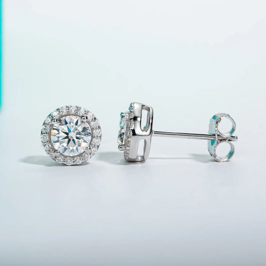 1cttw D Color Round Cut Moissanite Diamond  925 Sterling Silver Stud Earrings For Woman Jewelry Wholesale