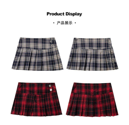 Summer Clothes Mini Skirts Woman Korean Fashion Short Skirts Women Low Rise Y2k Skirts Pleated Red Plaid Skirts Luxury Designer