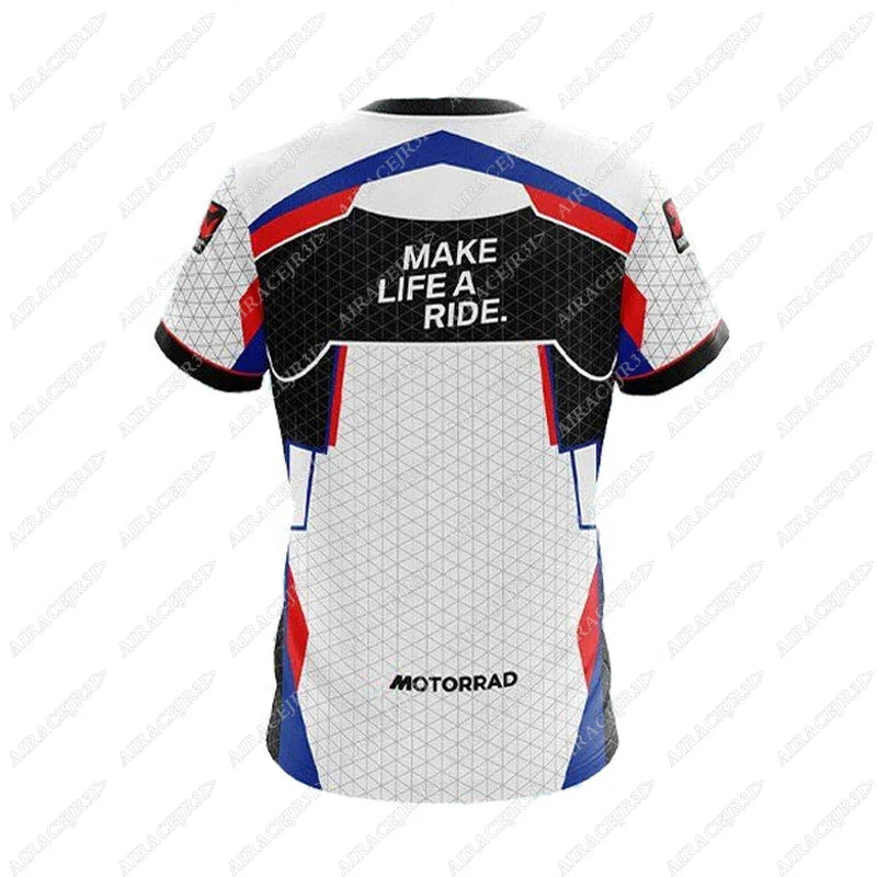 WorldSBK For BMW Motorrad Racing Team Rally Motorsport Motorcycle T-Shirt Summer Mens Quick Dry Breathable Jerseys Black White