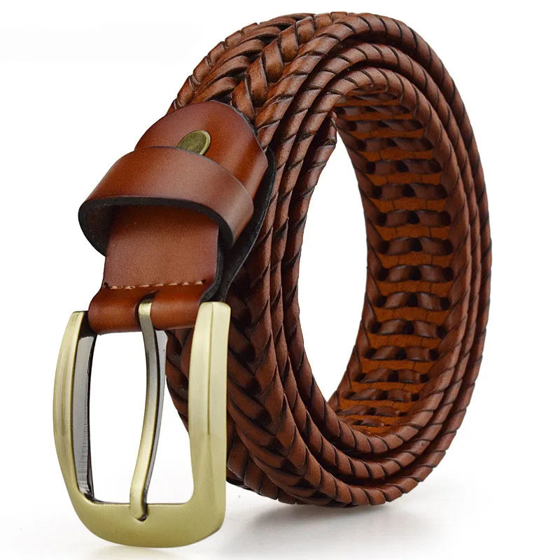 Luxury Men's Pin Buckle Braided Belt High Quality Braid Vintage Belt For Men's Casual Jeans Belt