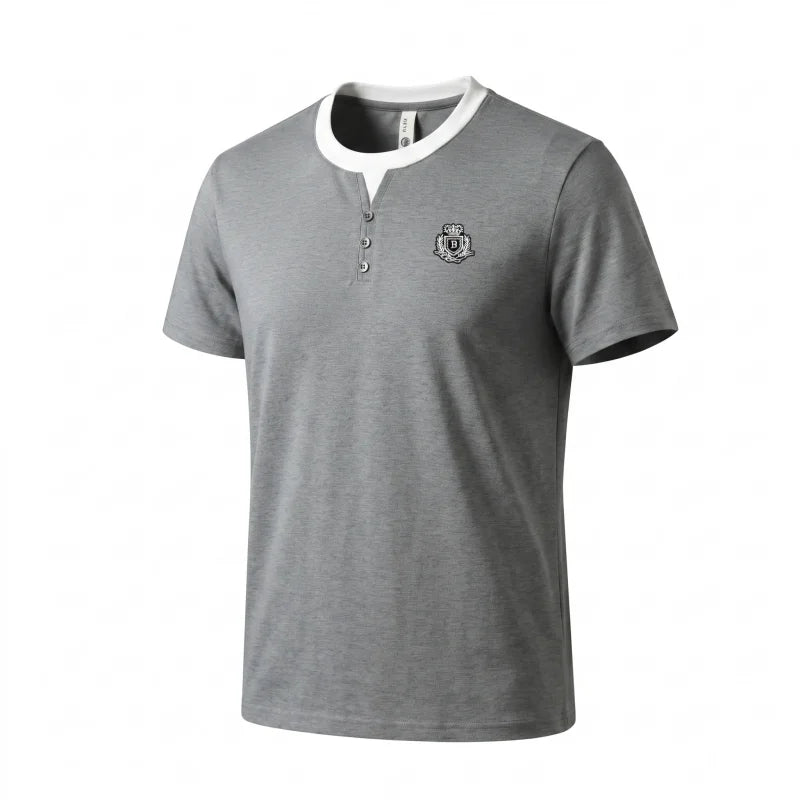 designer men's summer vacation two piece t-shirt round neck embroidered british style short sleeve casual fashion men's wear top