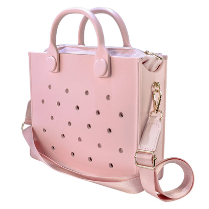 Large Leather Shoulder Bag Handbag Tote Bag Storage for Women Casual Waterproof Beach Bag Hole Fit Charm Fashion Storage Bag