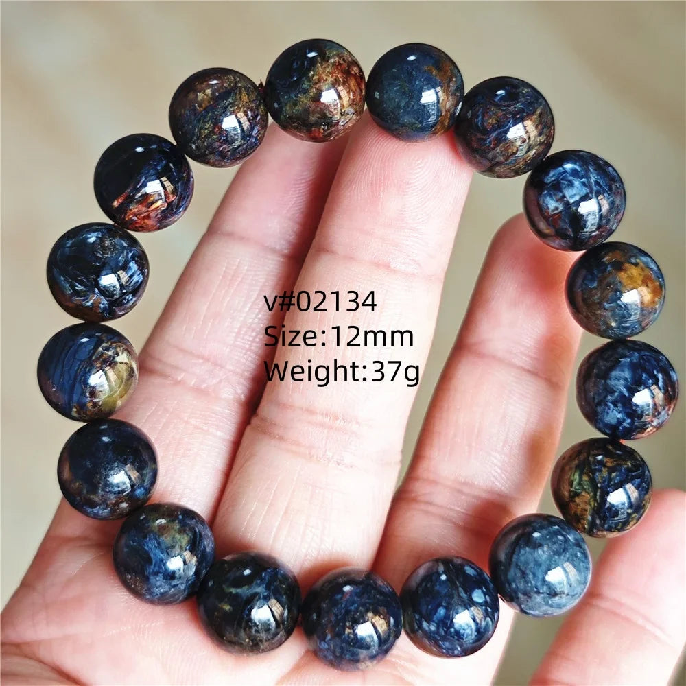 Natural Blue Pietersite Bracelet Women Men Beads Round Beads Chatoyant Cat Eye Fire Pietersite Namibia AAAAAA
