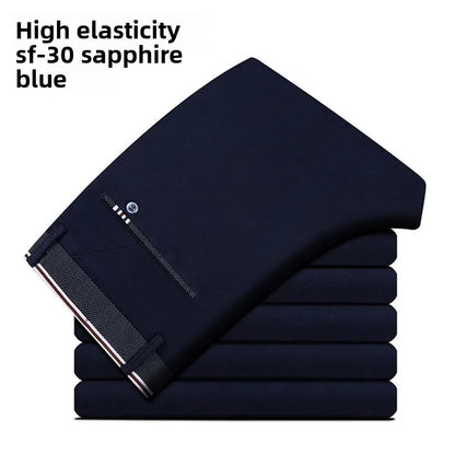 Men's Stretch Dress Pants Wrinkle Free, Slim Fit Business Trousers for Office, Spring Summer Lightweight Chino Slacks Black Blue