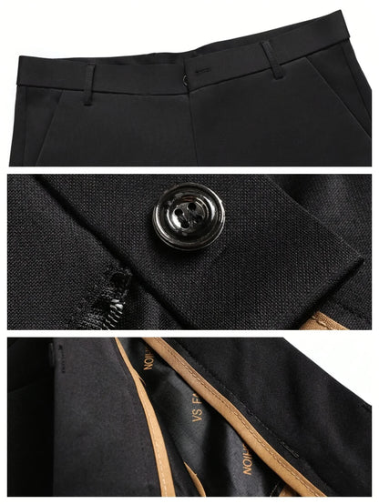 Premium Men's Stretch Business Pants – Slim Fit Solid Color Formal Trousers for All-Day Comfort & Professional Style