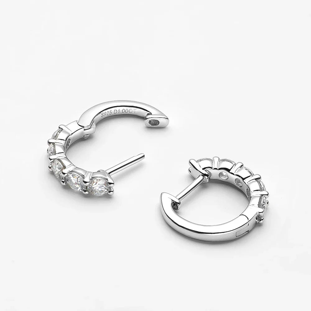 100% 925 Sterling Silver each 0.2ct 3.5mm Moissanite Hoop Earrings For Women Sparkling Wedding Party Fine Jewelry Gift