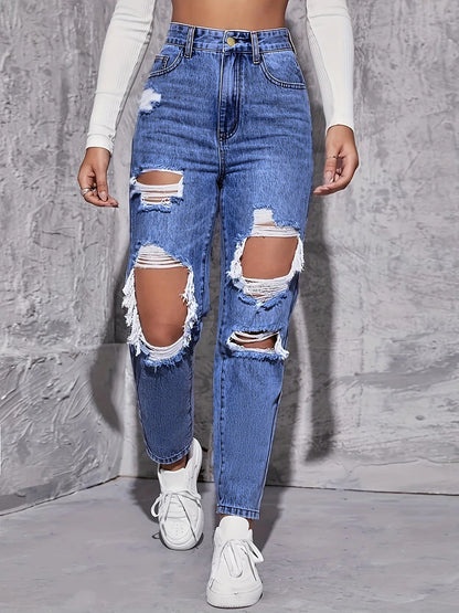 High Waist Straight-crotch Loose Slim Design High-street Pants