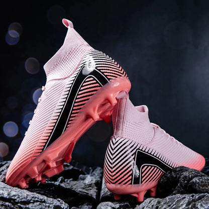 AG/FG Football Boots Unisex Kids Youth PU+Fabric Upper TPU Sole Anti-Slip Durable Outdoor Sports Pitch Training Shoes