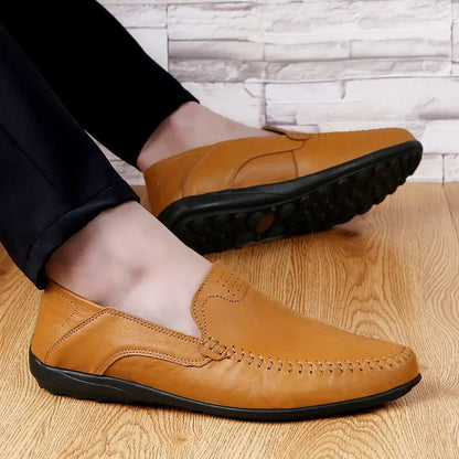 Genuine Leather Men Casual Shoes Luxury Brand Designer Men Loafers Moccasins Breathable Slip on Male Boat Shoes Plus Size 37-47