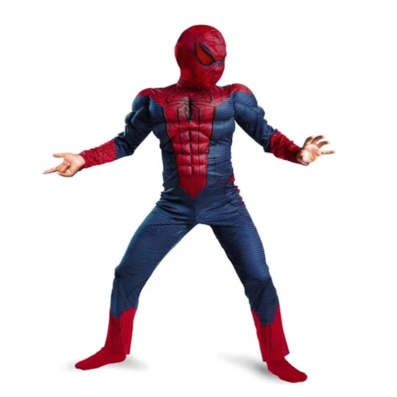 Breathable Spider Hero Costume for Kids Mesh Muscle Suit with Mask Halloween Cosplay Party Performance