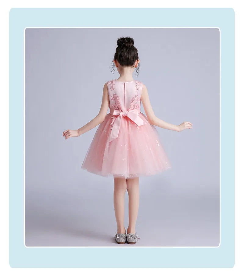 Summer Children Girls Sundress Young Teenagers Girls Sleeveless Princess Evening Dress 3-12Y Kids Girls Puffy Tulle Dress