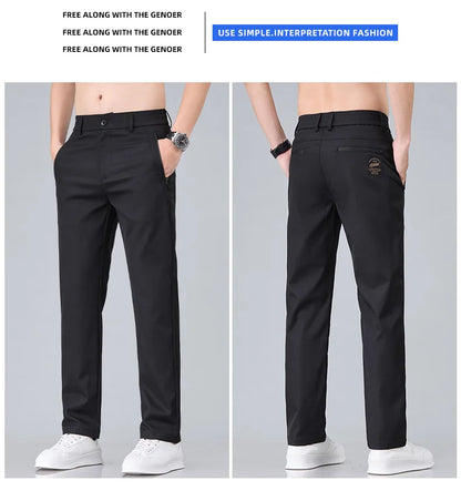 Fashion New in Men's Casual Pants Straight Slim Thin Korean Breathable Comfortable Brand Male Clothing Summer Trousers