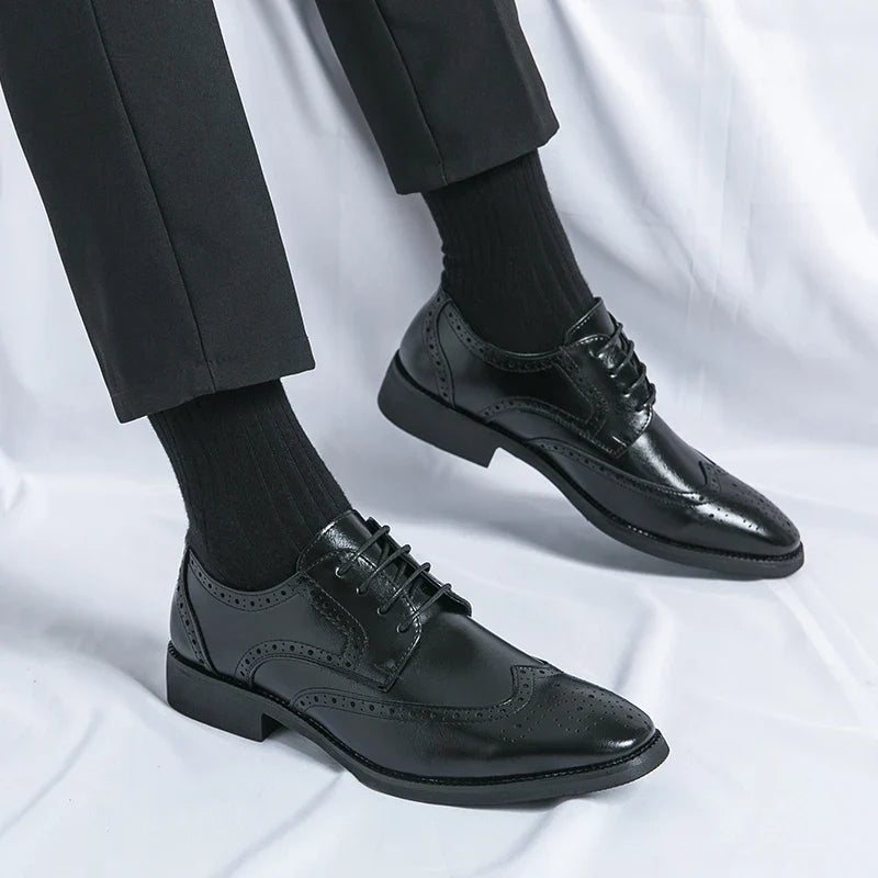 High Quality Height Increase Oxford Dress Shoes Men Genuine Cow Leather Suit Shoes Lift Brogues Wedding Formal Elevator Shoes