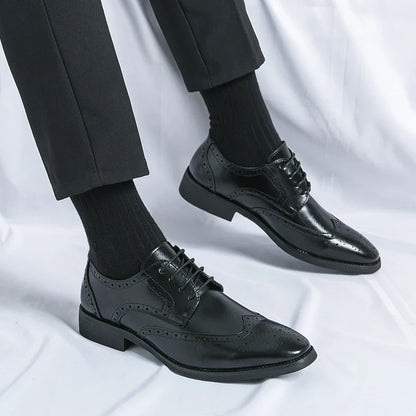 High Quality Height Increase Oxford Dress Shoes Men Genuine Cow Leather Suit Shoes Lift Brogues Wedding Formal Elevator Shoes