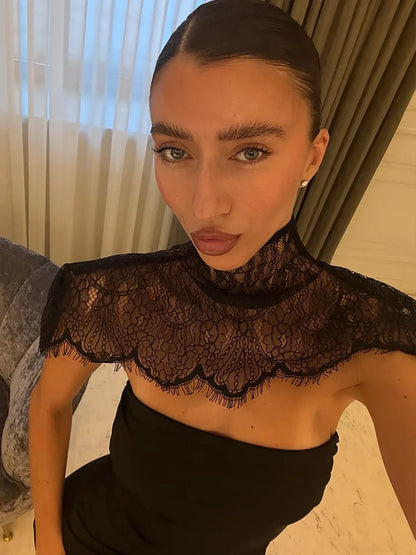 Strapless Solid Lace Patchwork Women Dresses Sheath Sexy Club Hip Wrap Bodycon Vestidos Female Outfits Party Chic