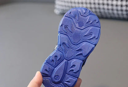Disney Children's Sneakers Boys Cartoon Spiderman Led Light Sport Shoes Student Shoes Hook Anti-slip Kids Outdoor Shoes