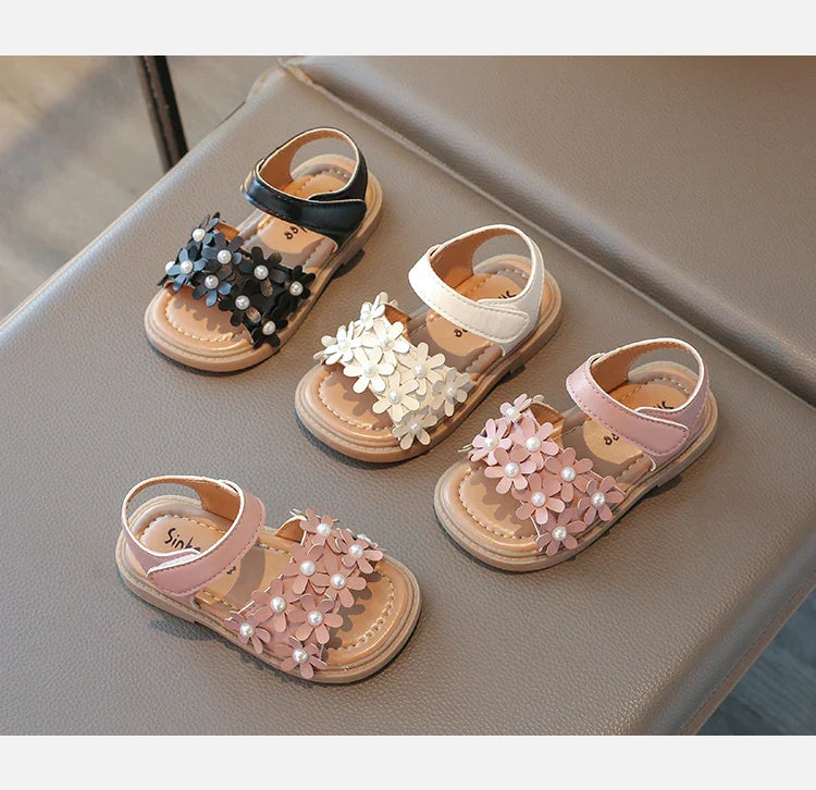 Little Girl's Shoes Bowknot New Summer Girls' Open-toe Sandals Princess Style, Beach Shoes, Soft Sole, Non-slip and Comfortable
