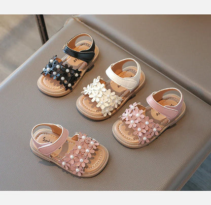 Little Girl's Shoes Bowknot New Summer Girls' Open-toe Sandals Princess Style, Beach Shoes, Soft Sole, Non-slip and Comfortable