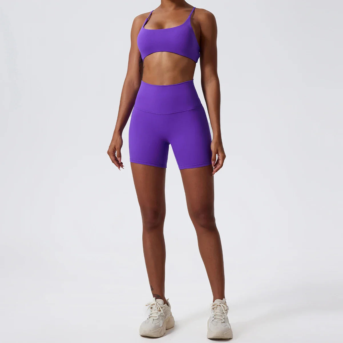 Two Pieces Yoga Set Women Gym Shorts Sports Suit Female Soften Skin-Friendly Activewear Beauty Back Women Sportswear
