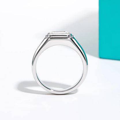 2ct D Color Emerald  Moissanite Men Ring 925 Sterling Silver 18K Gold Plated Engagement Rings For Man Jewelry Wholesale