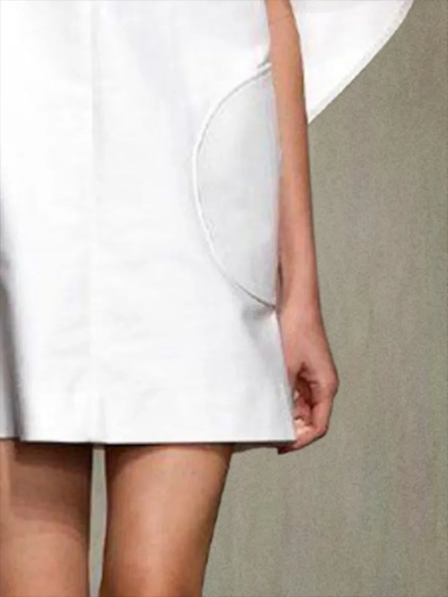 Fashion Black White Color Short Dress For Women 2025 New Spring Deep V-neck Half Sleeves Loose Prom Party Mini Dresses