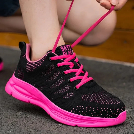 New Pink Work Shoes Women Work Sneakers Steel Toe Shoes Anti-smash Anti-puncture Safety Shoes Man Women Protective Shoes