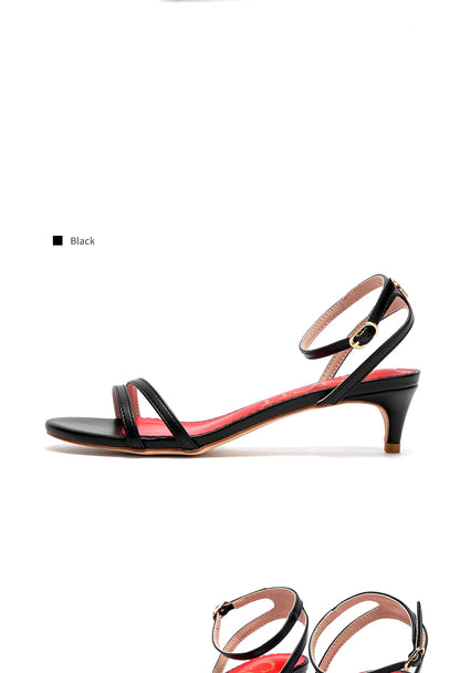 Womens Sandals Round Open Toe Kitten Heels Adjustable Ankle Strap Low Heels Heeled Sandals for Women Summer Dress Shoes 3cm
