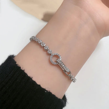 Round Bezel Set 3mm Zircon Bracelets for Women High Carbon Diamond 925 Sterling Silver 3 Styles Lock Buckles Fine Jewelry