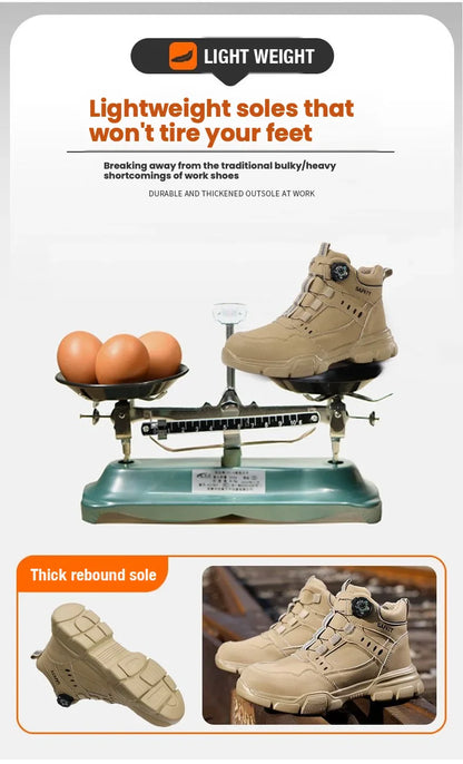 high-top Men Safety Shoes Protection Shoes Anti-Smash Anti-puncture Work Boots Indestructible Shoes Fashion Working Sneakers